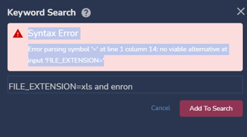12 - 01 - RQL syntax validation error