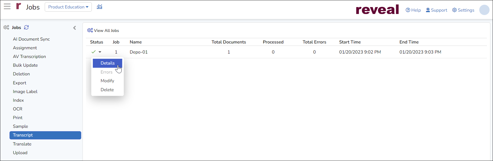 133 - 05 - Transcript Processing Job status-1