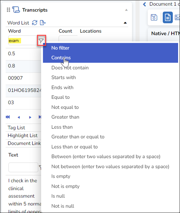 133 - 11 - Transcript Review Pane Filter