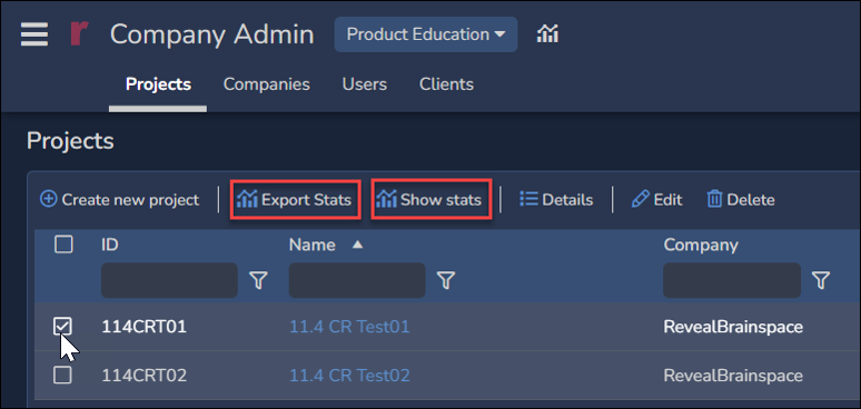 140 - 01 - Selected Project Stat Buttons