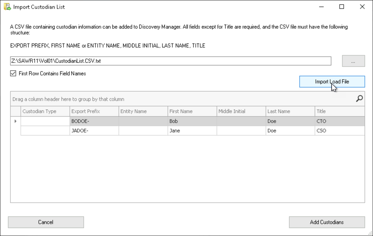 164 - 03 - Import Custodan List CSV