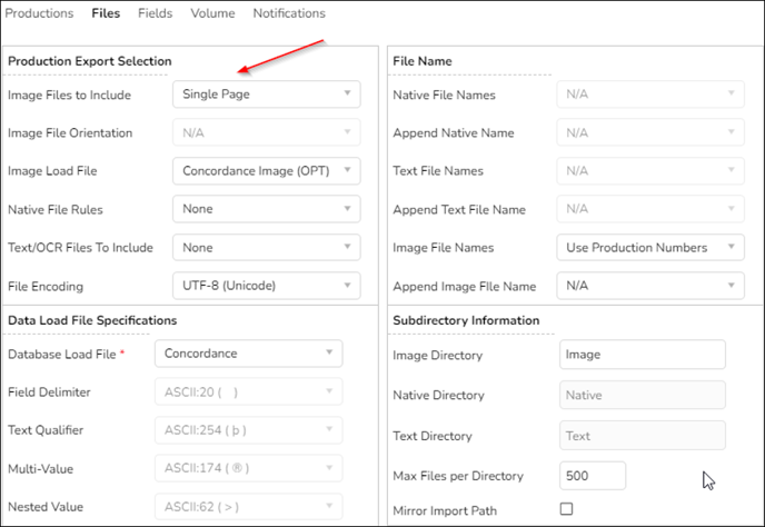 243 - 27 - Production Export Files Settings - Redacted set