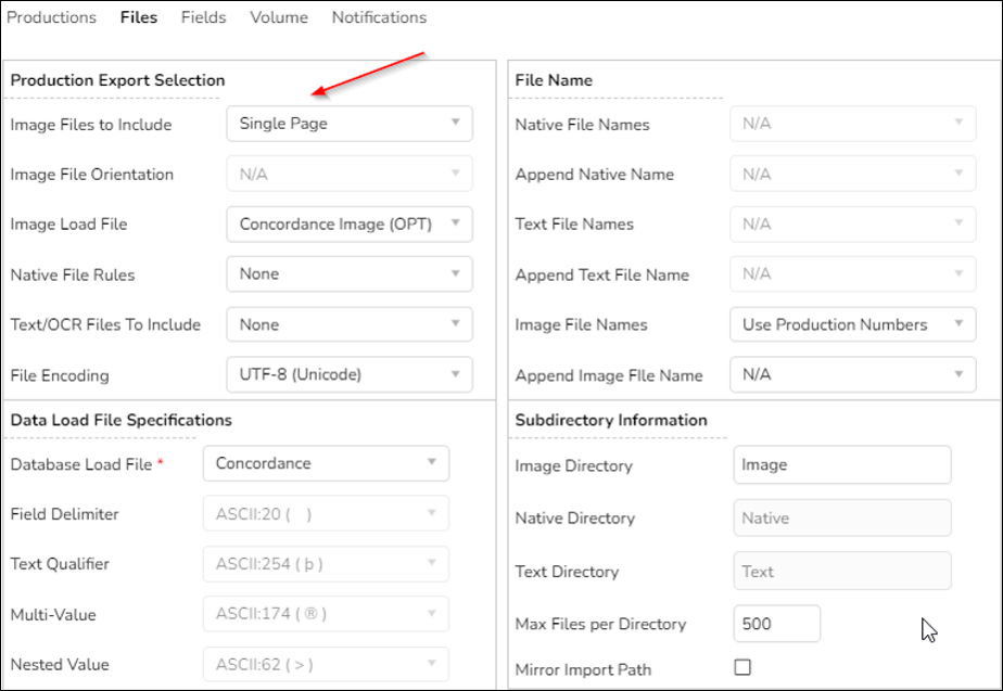 243 - 27 - Production Export Files Settings - Redacted set