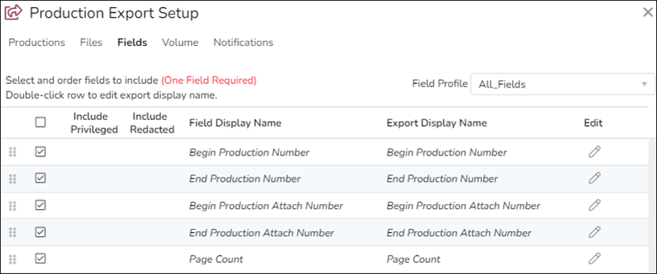 243 - 28 - Production Export Fields - Redacted Set