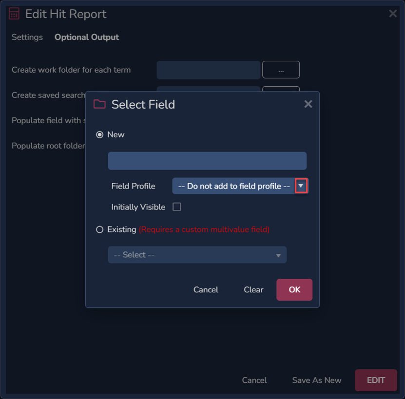 26 - 08 - Hit report - Select or create field-1