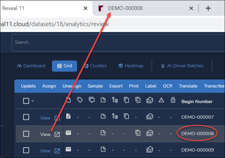 97 - 15 - Doc View selected row