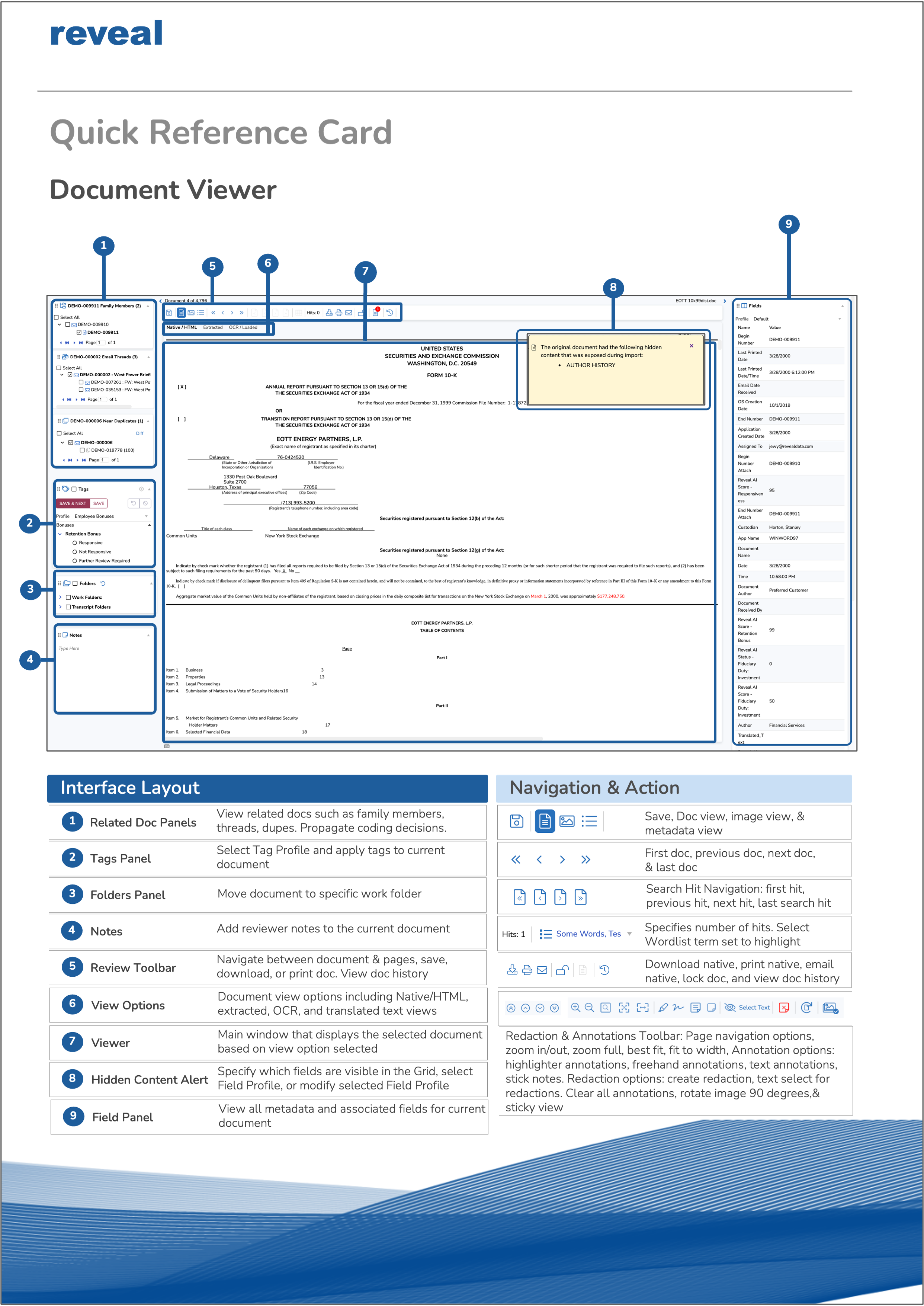 REVEAL 11 - DOC VIEWER - QUICK REFERENCE