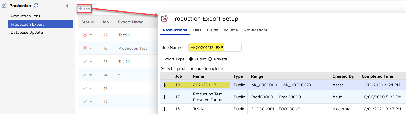 57 - 01 - Add Production export job - Productions