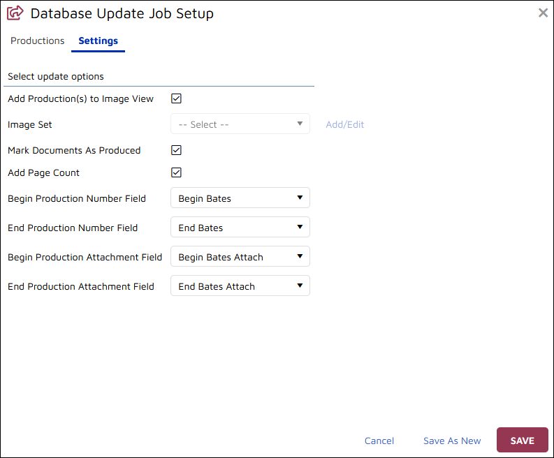 58 - 02 - Production Database Update settings